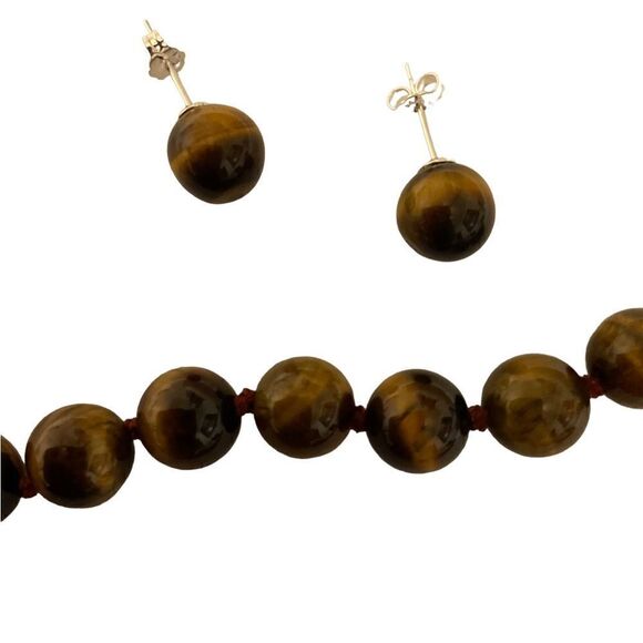 Tigers Eye Necklace Earring Set - Picture 6 of 8